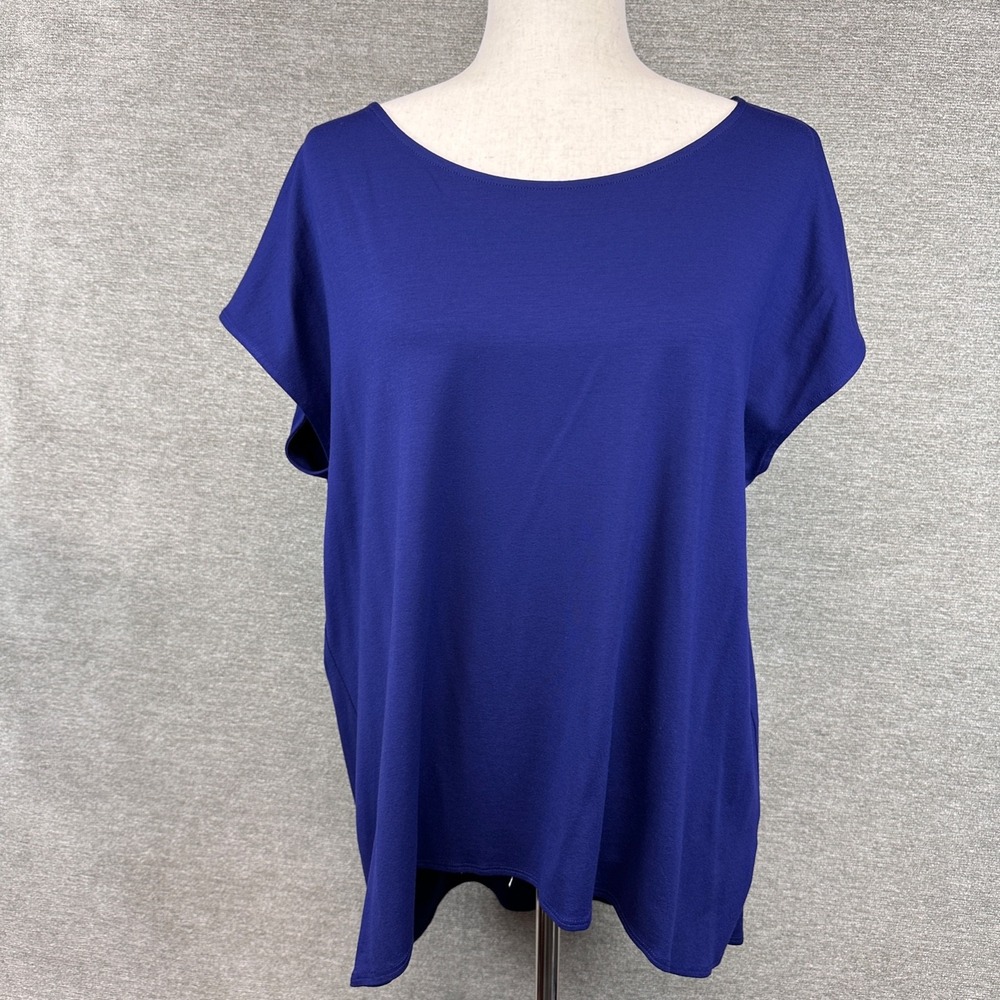 NWT Eileen Fisher Career Office Minimalist Viscose‎ Jersey Tunic Purple XL $128